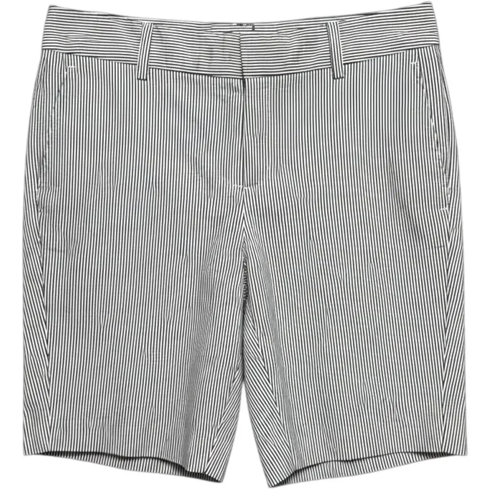 Ann Taylor Factory Cotton Mid Rise Seersucker Shorts Gray White 10